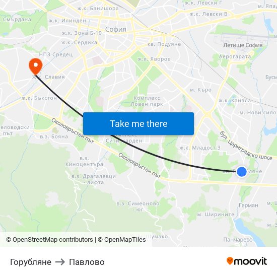 Горубляне to Павлово map