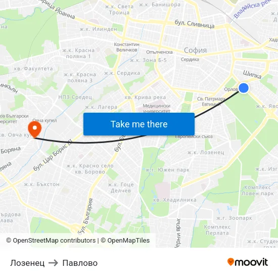 Лозенец to Павлово map