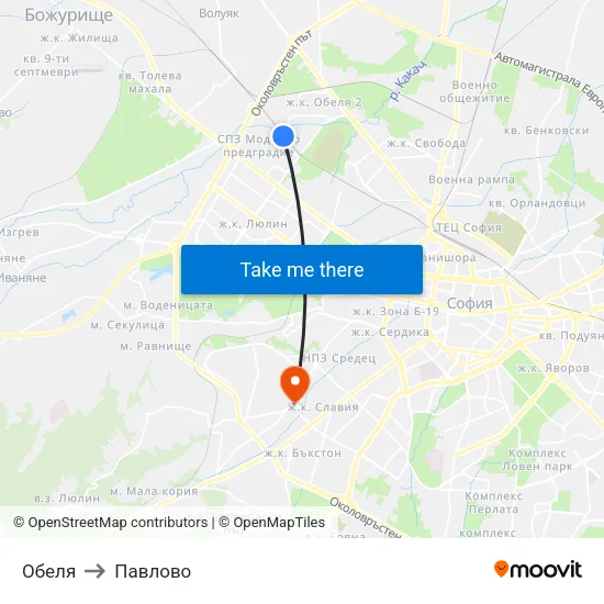 Обеля to Павлово map