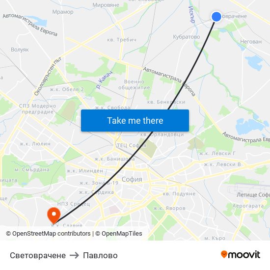 Световрачене to Павлово map