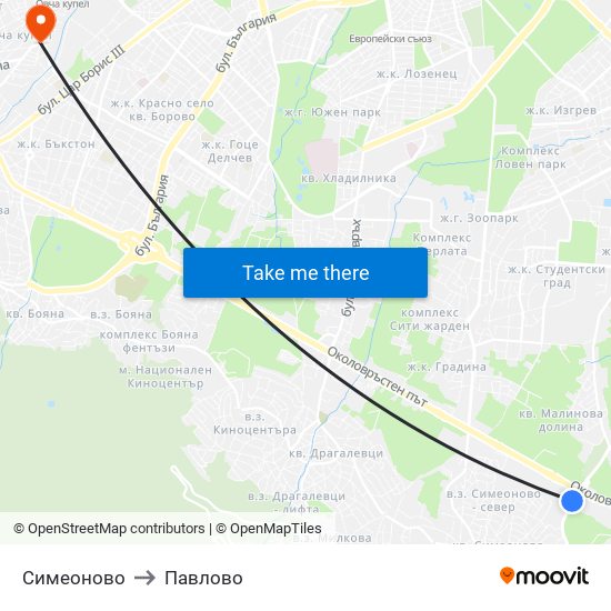 Симеоново to Павлово map