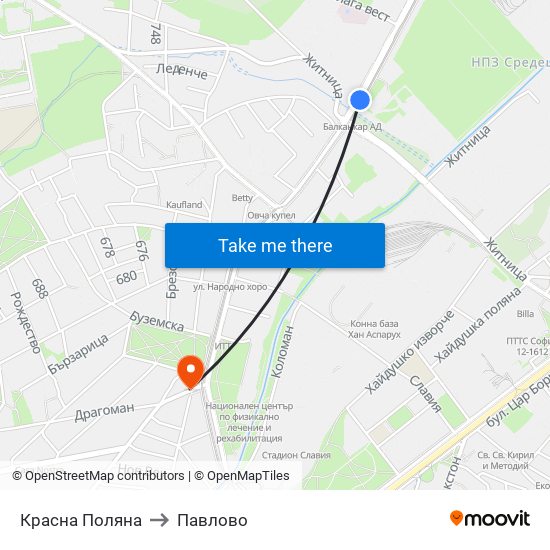 Красна Поляна to Павлово map