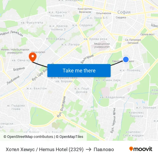 Ⓜ️ Хотел Хемус / Hemus Hotel (2329) to Павлово map