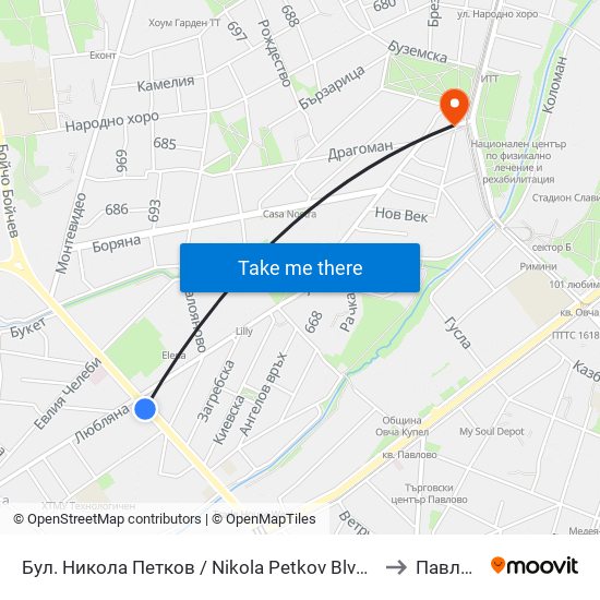 Бул. Никола Петков / Nikola Petkov Blvd. (0350) to Павлово map