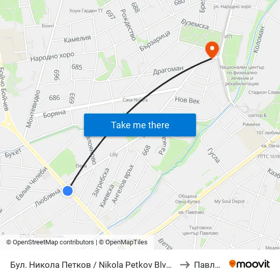 Бул. Никола Петков / Nikola Petkov Blvd. (0350) to Павлово map