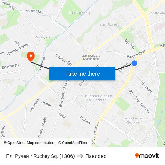 Пл. Ручей / Ruchey Sq. (1306) to Павлово map