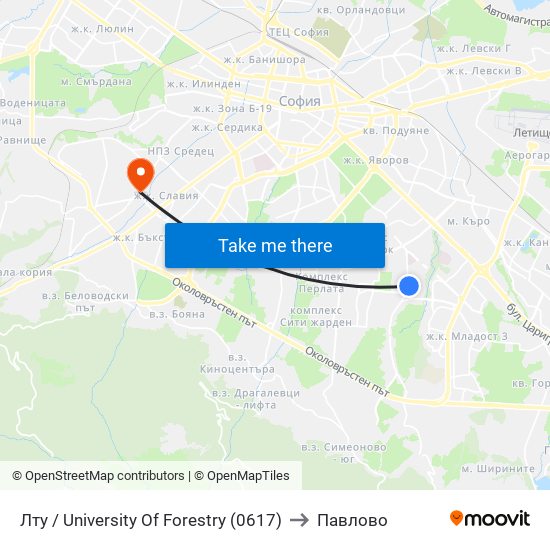 Лту / University Of Forestry (0617) to Павлово map