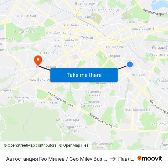 Автостанция Гео Милев / Geo Milev Bus Station (0052) to Павлово map