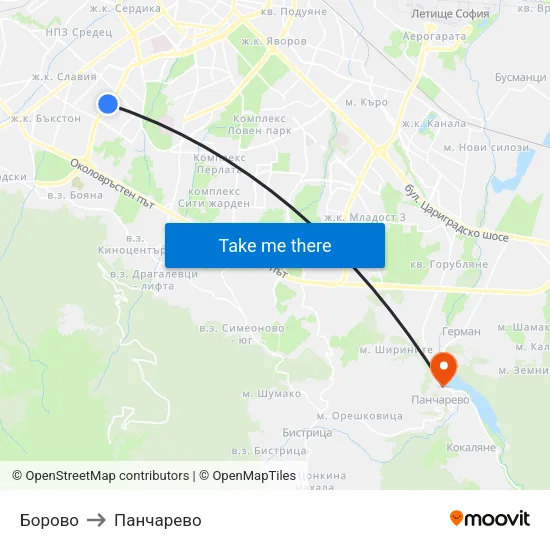 Борово to Панчарево map