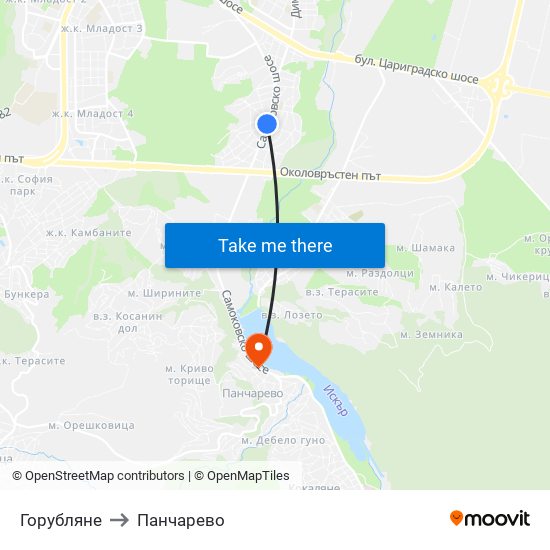 Горубляне to Панчарево map