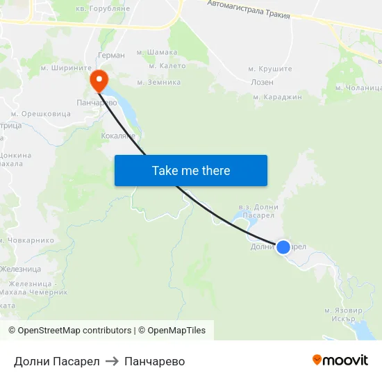 Долни Пасарел to Панчарево map