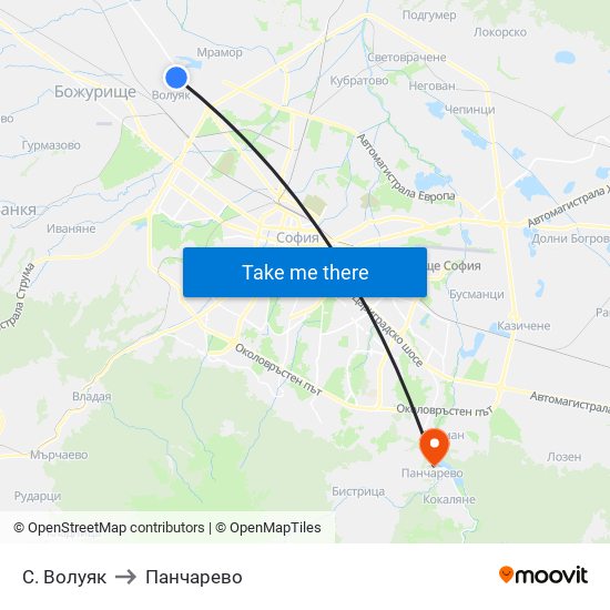 С. Волуяк to Панчарево map
