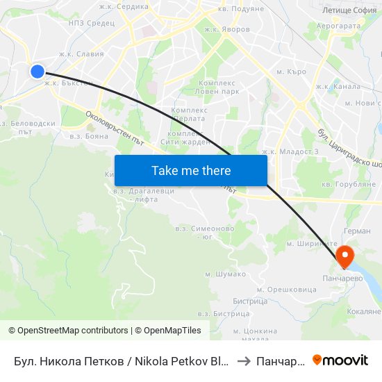 Бул. Никола Петков / Nikola Petkov Blvd. (0347) to Панчарево map