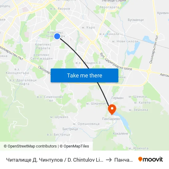 Читалище Д. Чинтулов / D. Chintulov Library (2365) to Панчарево map