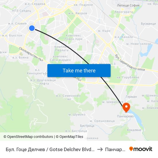 Бул. Гоце Делчев / Gotse Delchev Blvd. (0308) to Панчарево map