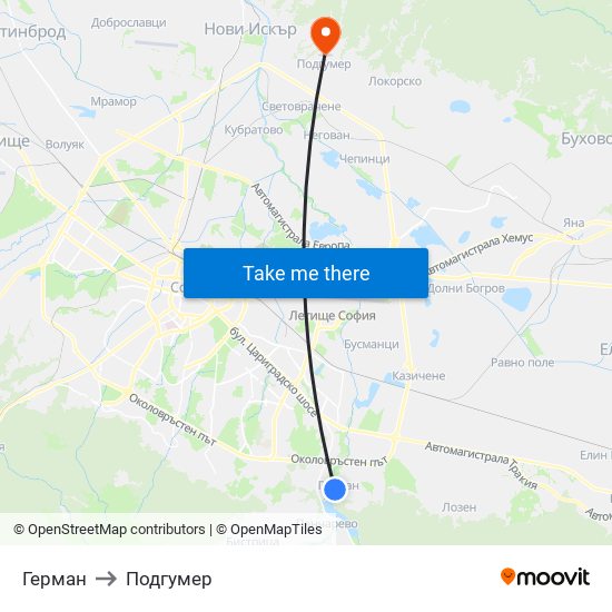 Герман to Подгумер map