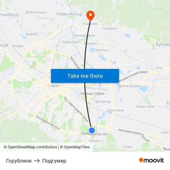 Горубляне to Подгумер map