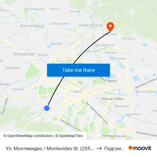 Ул. Монтевидео / Montevideo St. (2050) to Подгумер map