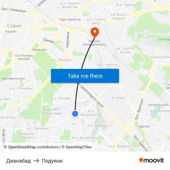 Дианабад to Подуяне map