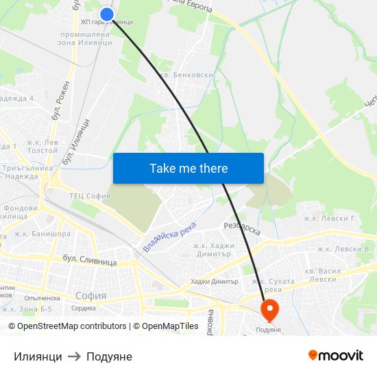 Илиянци to Подуяне map