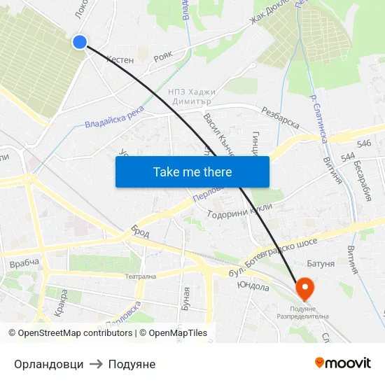 Орландовци to Подуяне map