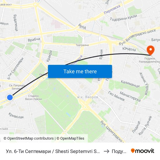 Ул. 6-Ти Септември / Shesti Septemvri St. (1808) to Подуяне map