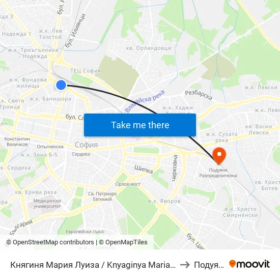 Княгиня Мария Луиза / Knyaginya Maria Luiza to Подуяне map