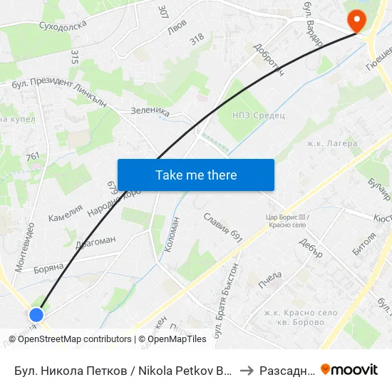 Бул. Никола Петков / Nikola Petkov Blvd. (0347) to Разсадника map