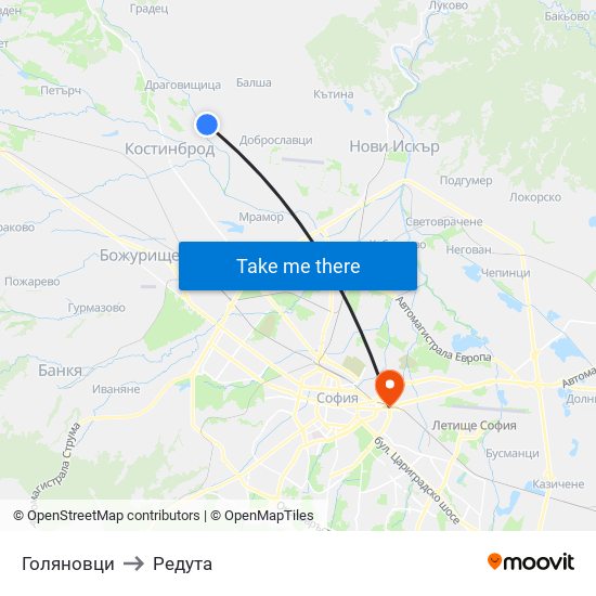 Голяновци to Редута map