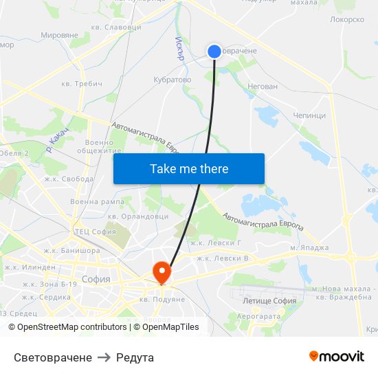 Световрачене to Редута map