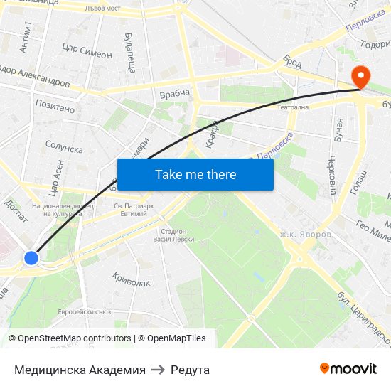 Медицинска Академия to Редута map