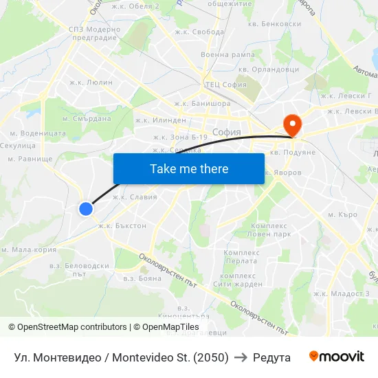 Ул. Монтевидео / Montevideo St. (2050) to Редута map