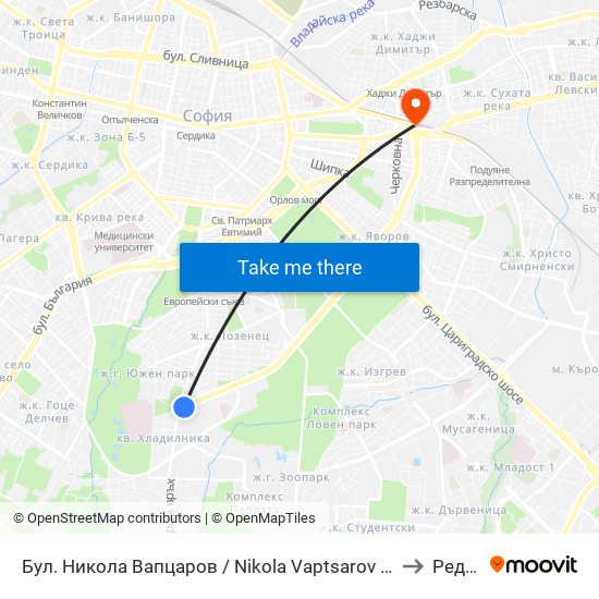 Бул. Никола Вапцаров / Nikola Vaptsarov Blvd. (0344) to Редута map