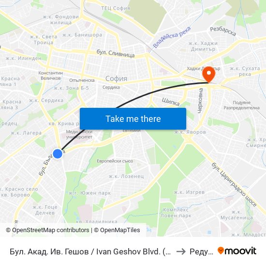 Бул. Акад. Ив. Гешов / Ivan Geshov Blvd. (0275) to Редута map
