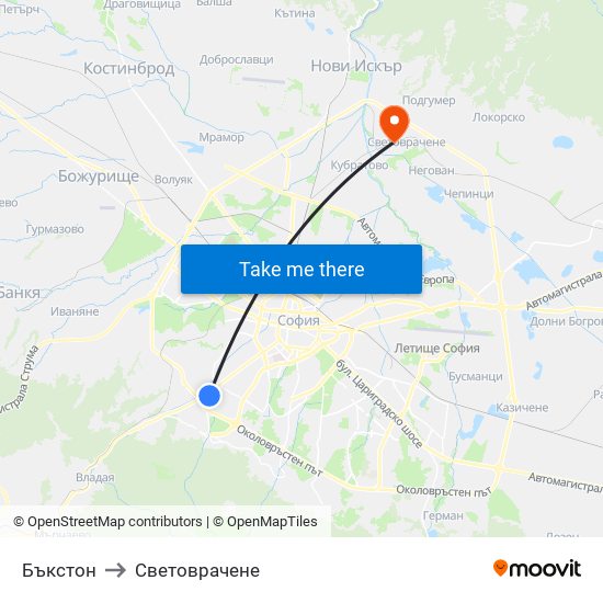 Бъкстон to Световрачене map