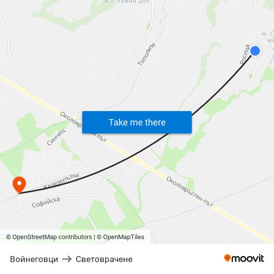 Войнеговци to Световрачене map