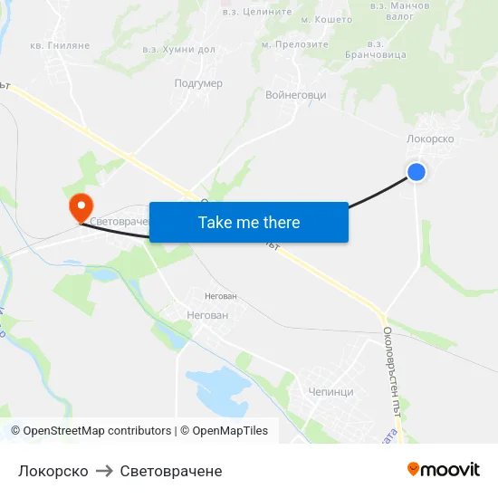 Локорско to Световрачене map