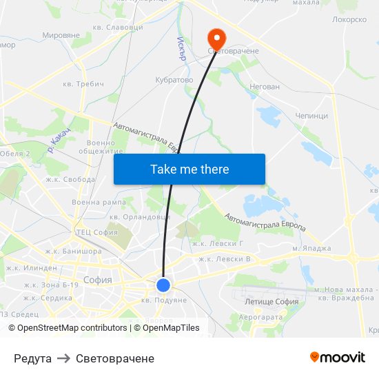 Редута to Световрачене map