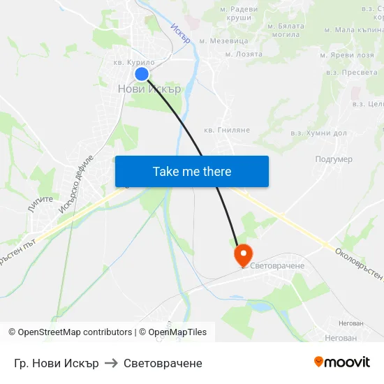 Гр. Нови Искър to Световрачене map