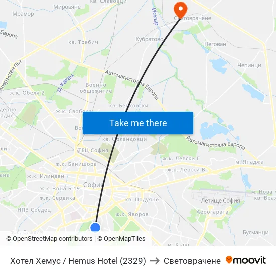 Ⓜ️ Хотел Хемус / Hemus Hotel (2329) to Световрачене map
