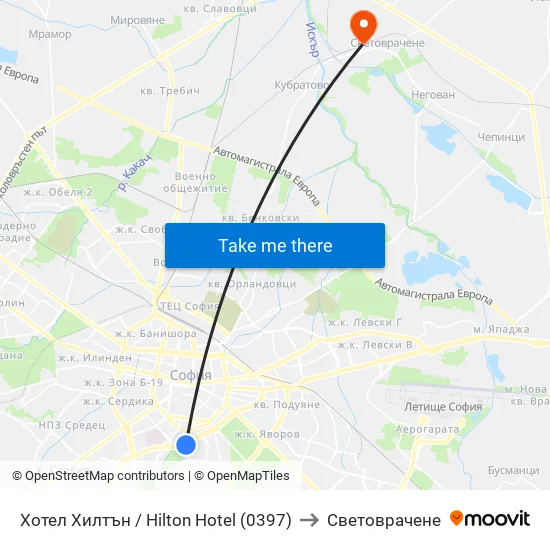 Хотел Хилтън / Hilton Hotel (0397) to Световрачене map