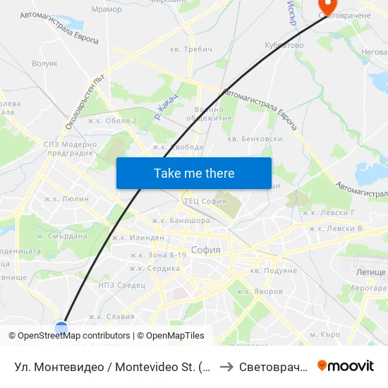 Ул. Монтевидео / Montevideo St. (2050) to Световрачене map