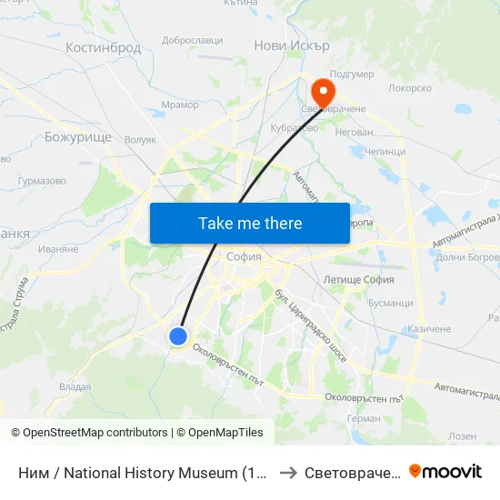 🎨 Ним / National History Museum (1464) to Световрачене map