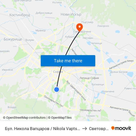 Бул. Никола Вапцаров / Nikola Vaptsarov Blvd. (0344) to Световрачене map