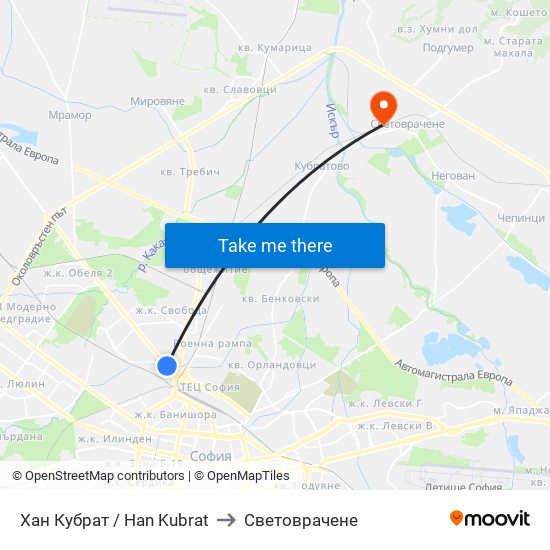 Хан Кубрат / Han Kubrat to Световрачене map