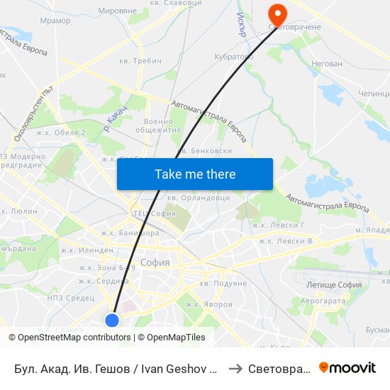 Бул. Акад. Ив. Гешов / Ivan Geshov Blvd. (0275) to Световрачене map