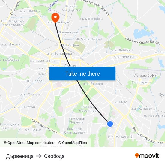 Дървеница to Свобода map