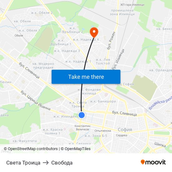 Света Троица to Свобода map