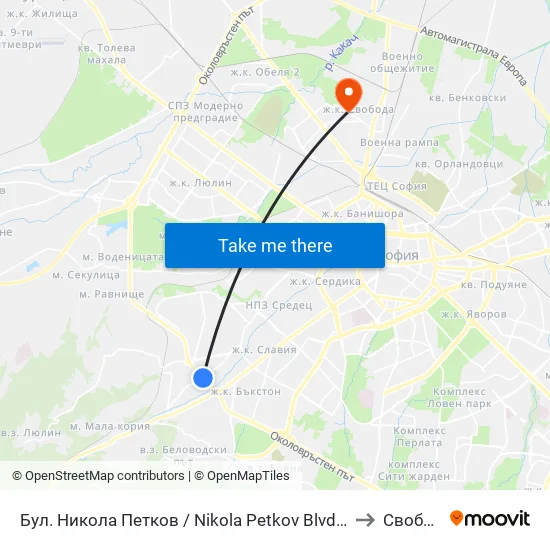 Бул. Никола Петков / Nikola Petkov Blvd. (0350) to Свобода map