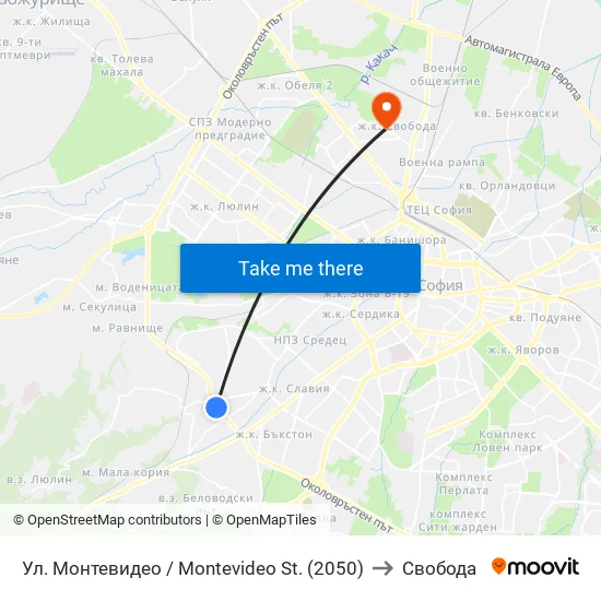 Ул. Монтевидео / Montevideo St. (2050) to Свобода map
